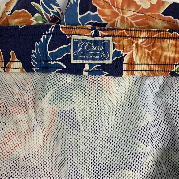 J. Crew Tropical Print Drawstring Elastic Waist Swim Trunk - Picture 6 of 8